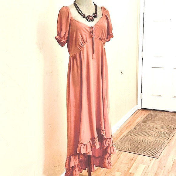 Patrons of Peace,Stunning Adrian Dress,Coral, Full, Hi-Low Twirlable,EUC,Size M - Picture 7 of 13